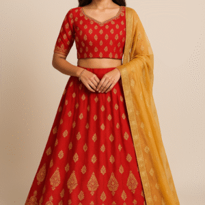 red & gold traditional ethnic lehenga set