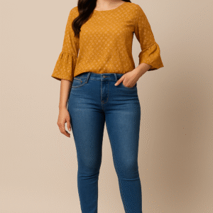 high rise blue skinny jeans for women