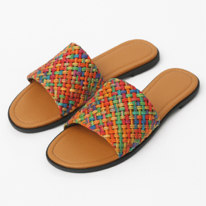 multicolor woven strap casual flat sandals