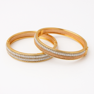 dual tone openable stone studded kada bangles for women