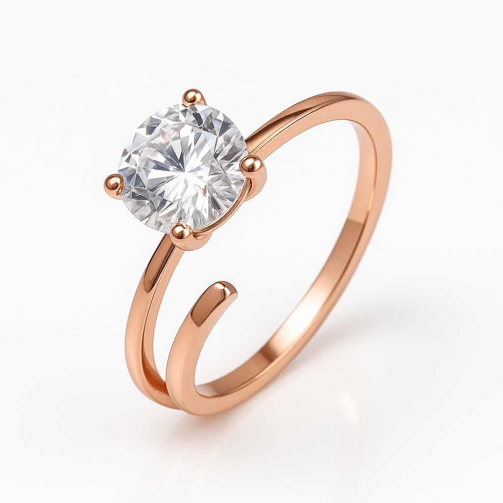 rose gold adjustable crystal solitaire ring for women rose gold adjustable crystal solitaire ring for women