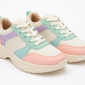 pastel multicolor lace up casual sneakers for women