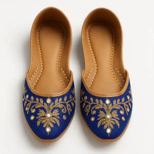 royal blue handcrafted embroidered juttis for women