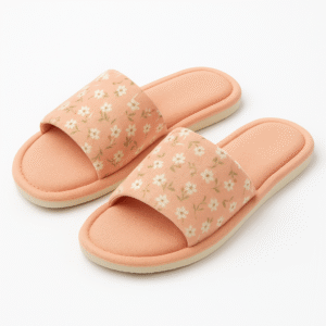 peach floral soft cushioned slip on slippers for women