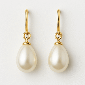 gold plated pearl drop earrings for women