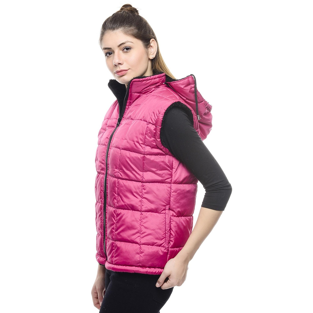 hot pink quilted sleeveless winter jacket for women hot pink quilted sleeveless winter jacket for women