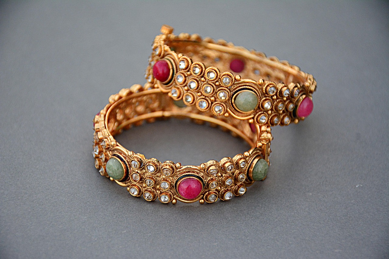 traditional gold plated kundan bangles with multi color stones – pair traditional gold plated kundan bangles with multi color stones – pair