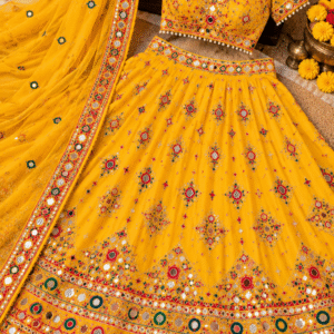 Home Banner women's yellow navratri lehenga choli set